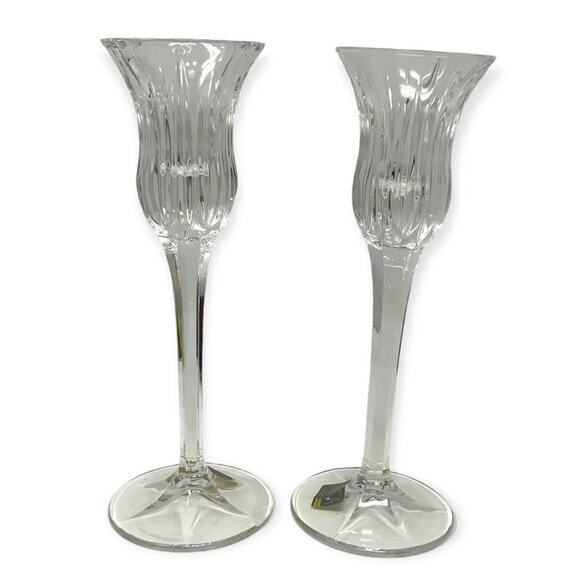 Mikasa Icicles Crystal Candlestick Holders Set of 2 NWT - Picture 2 of 7